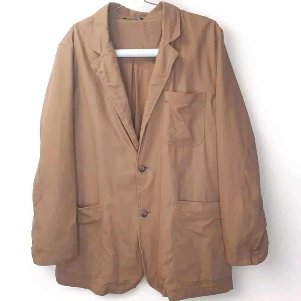 Duluth Chore Sports Coat Blazer Jacket Men L Fire Hose Canvas Cargo Pocket Brown